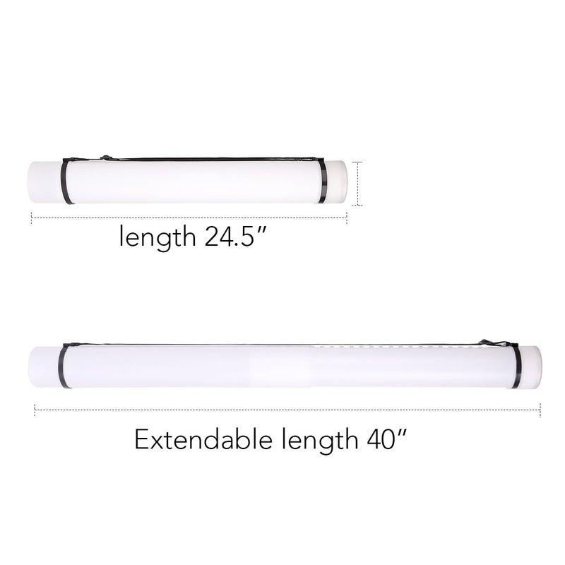 TRANSON أنبوب تخزين البوسترات المتين TRANSON مع أحزمة قابل للتمديد من 24" إلى 40" للمخططات، الأعمال الفنية، الخرائط، البوسترات باللون الأبيض - Image 2